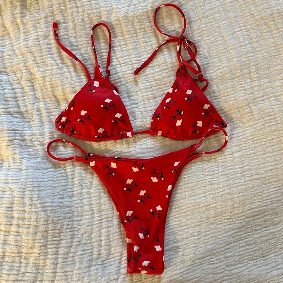 PacSun | Swim | New Cute Floral Red String Bikini | Poshmark